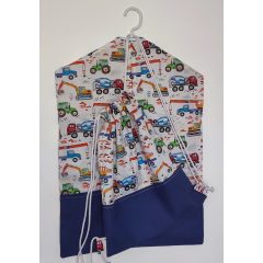   Mintás vászon ovis zsák és tornazsák szett - Munkagépes