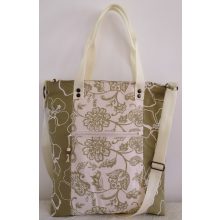 Zöld-beige mintás női válltáska