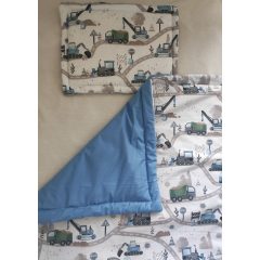 Munkagépes gyermek ágynemű szett és ovis zsák 