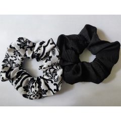 2 db textil scrunchie hajgumi fekete-fehér